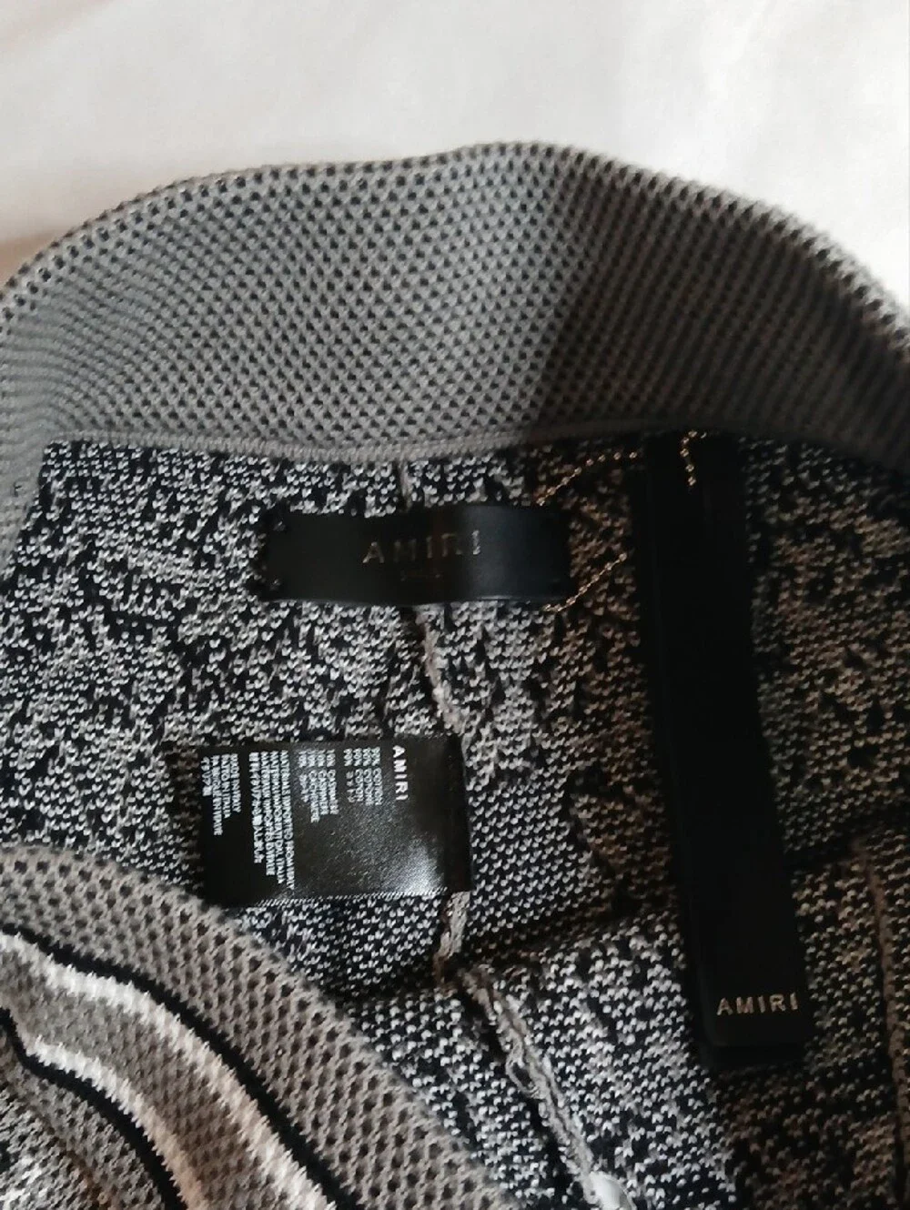 AMIRI Gray And White Bandana Print Knit Athletic Shorts